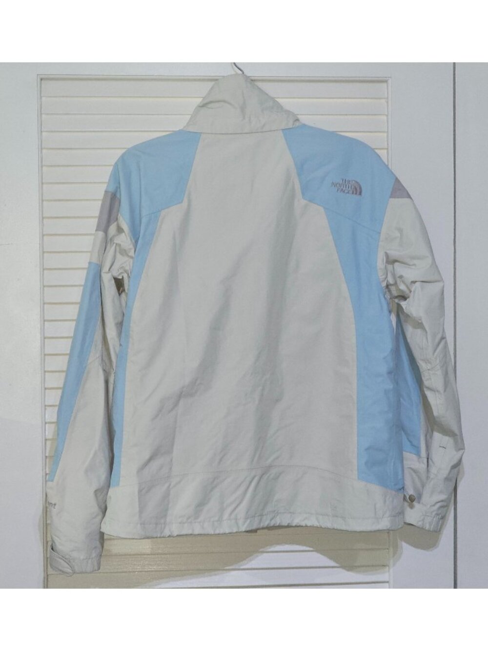 The North Face Womens Beige Blue Color Block Hyvent Windbreaker Jacket Sz M 2627 - Picture 11 of 13